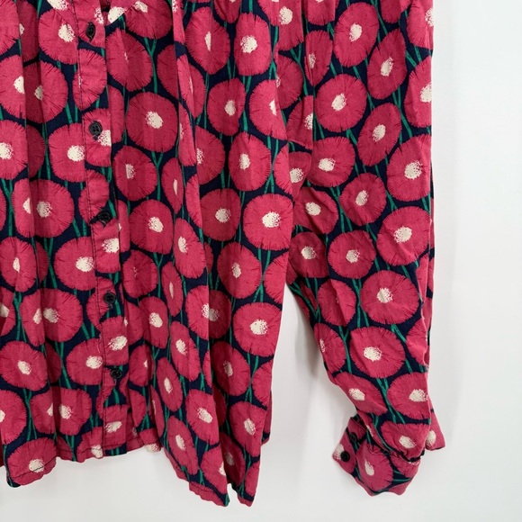 RED MARIGOLD FLORAL PRINT FLOWING GRANDAD COLLAR SHIRT BY COMPANIA FANTASTICA S - Picture 4 of 10